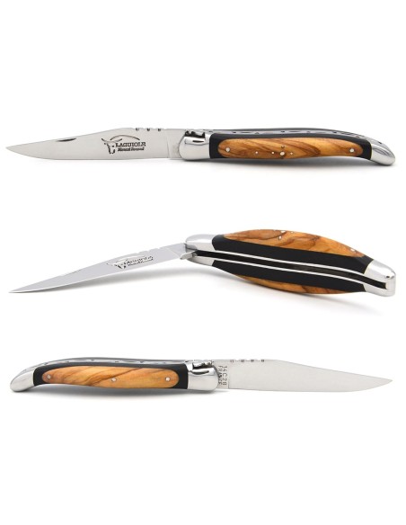 Laguiole pliant 11cm, lame seule, manche super galbé et bi-bois