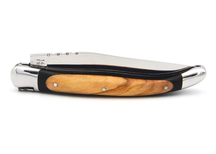 Laguiole 11cm, breiterer Griff aus Ebenholz und Olivenholz