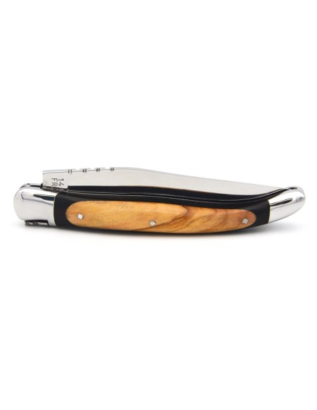 Laguiole pliant 11cm, lame seule, manche super galbé et bi-bois