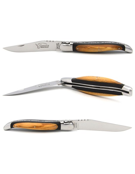 Laguiole pliant 12cm, lame seule, manche super galbé et bi-bois