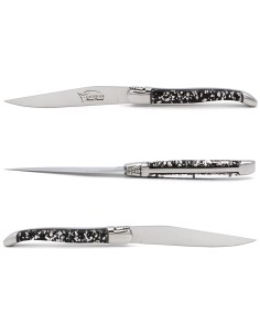 Laguiole steak knives, copper foil inclusion handle with shiny bolsters 2