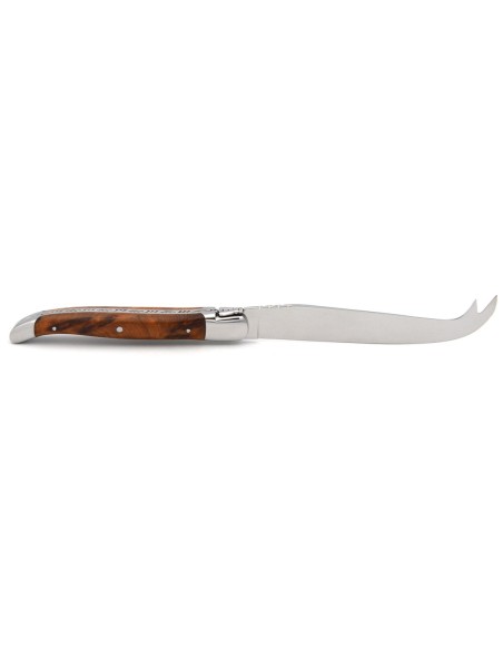 Couteau à fromage avec mitres inox brillant et manche en thuya