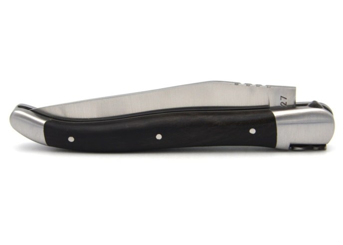 Laguiole pocket knife, 12 cm, forged bee, olive wood handle with shiny bolsters