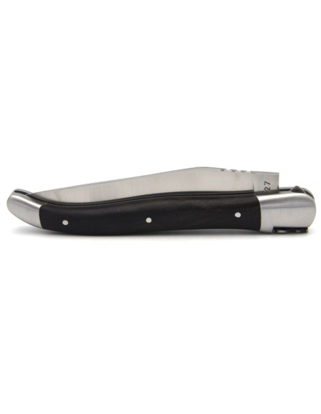 Laguiole pocket knife, 12 cm, forged bee, olive wood handle with shiny bolsters