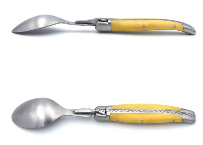 Laguiole teaspoons with wide various wood handles