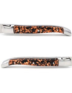 Laguiole steak knives, copper foil inclusion handle with shiny bolsters 2