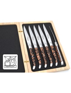 Coffret de couteaux de table de Laguiole, feuille de cuivre en inclusion