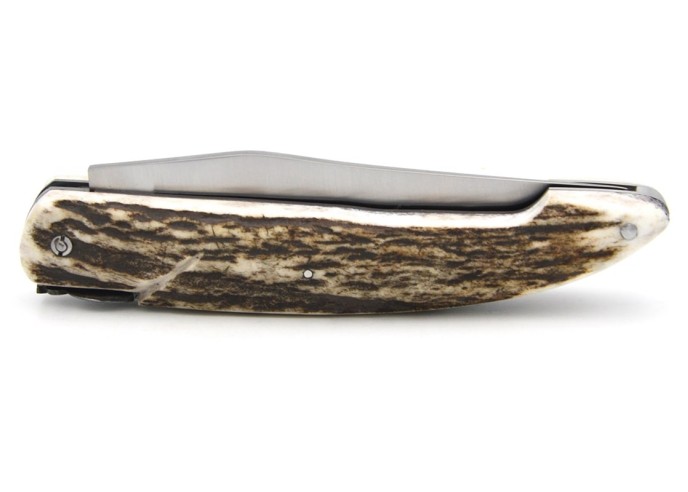 Laguiole Honoré Durand, modèle Chasse, plein manche inox mat, bois de cerf