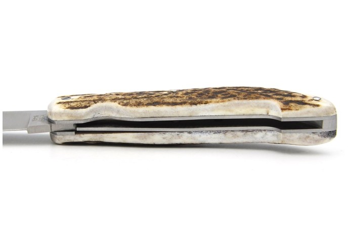 Laguiole Honoré Durand, modèle Chasse, plein manche inox mat, bois de cerf