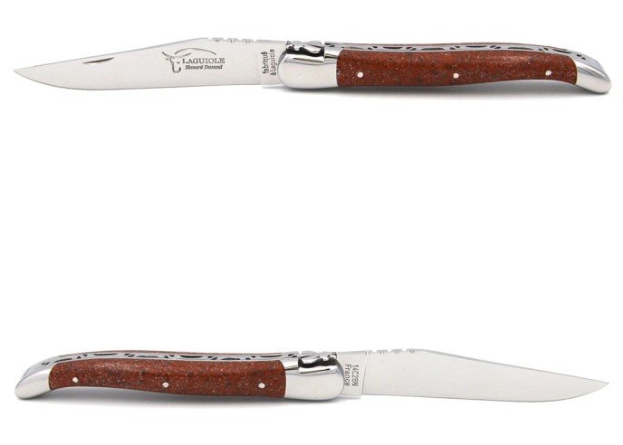 Laguiole pocket knife, 12 cm, Lillebrick handle, forged bee, shiny bolsters