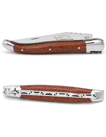 Laguiole pocket knife, 12 cm, Lillebrick handle, forged bee, shiny bolsters