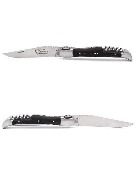 Laguiole 12cm, Reitmuster, Klinge & Korkenzieher & Dorn, Griff aus Hornspitze