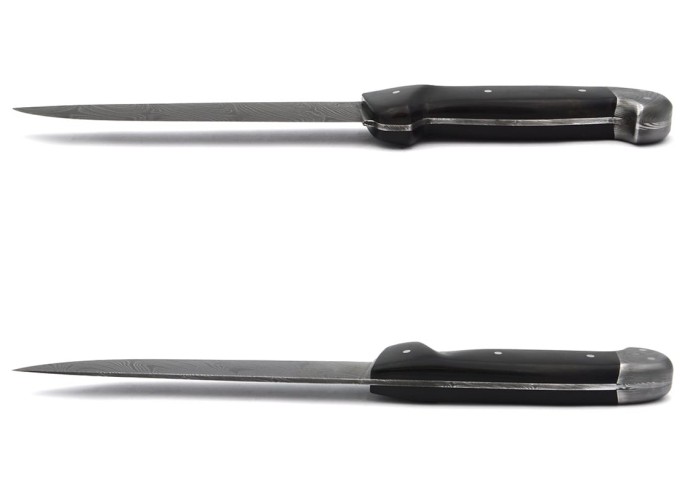 Küchenmesser aus Damaststahl, 15 cm Griff aus Ebenholz
