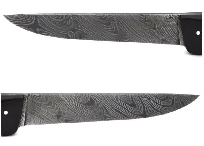 Küchenmesser aus Damaststahl, 15 cm Griff aus Ebenholz
