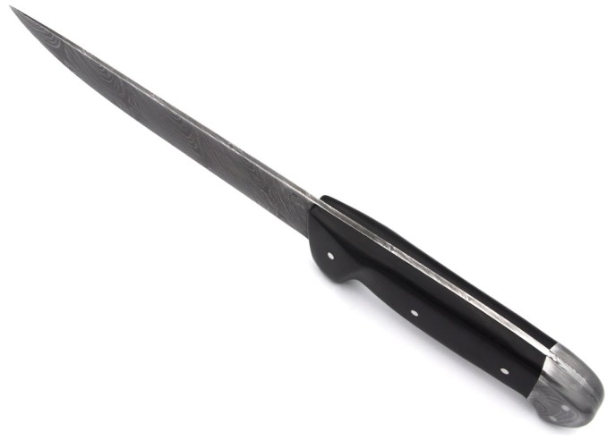 Küchenmesser aus Damaststahl, 15 cm Griff aus Ebenholz