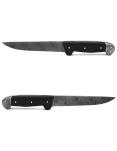 Damascus steel kitchen knife with 15 cm ebony handle