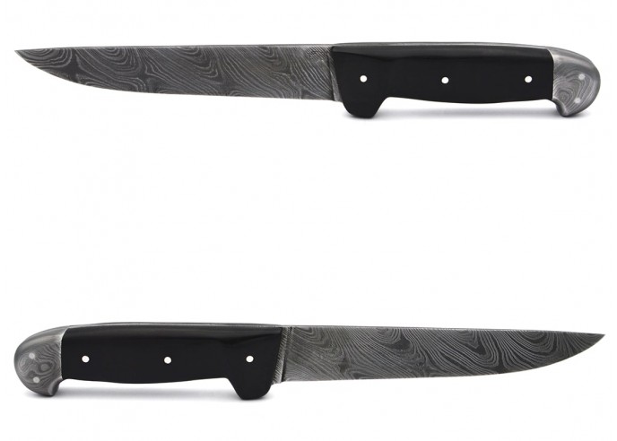 Couteau de cuisine en acier Damas étoile, manche de 15 cm en ébène