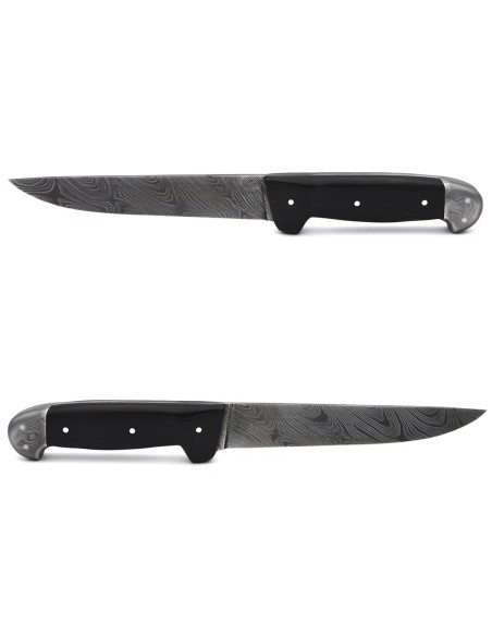 Küchenmesser aus Damaststahl, 15 cm Griff aus Ebenholz