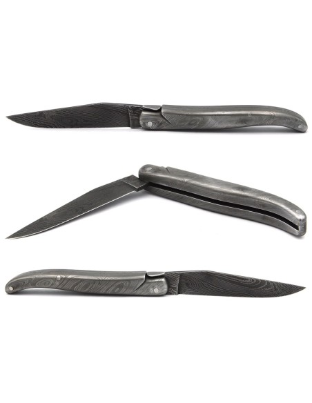 Laguiole pocket knife, 12 cm, complete "Wild" Damascus steel blade