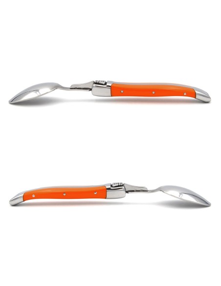 Laguiole Teelöffel, Heftbacken aus glänzendem Edelstahl, fein Griff aus Corian, weiß, spülmaschinenfest