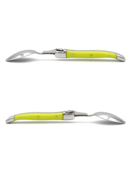 Laguiole Teelöffel, Heftbacken aus glänzendem Edelstahl, fein Griff aus Corian, weiß, spülmaschinenfest