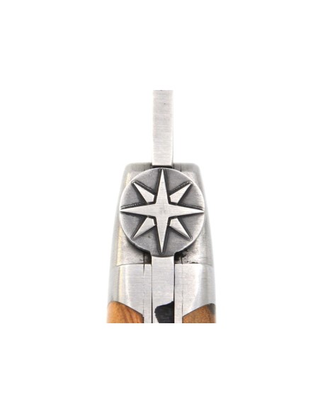 Laguiole pocket knife, 12 cm, compass rose, olive wood handle