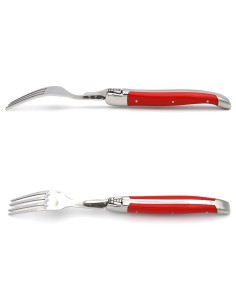 Coffret de fourchettes de table Laguiole avec manche en corian rouge 2