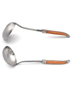 Laguiole Suppenkellen, Heftbacken aus mattem Edelstahl, breiterer Griff aus Rosenholz 2