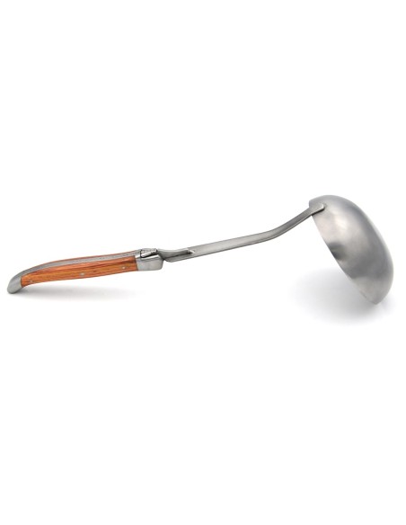 Louche, manche galbé en bois de rose, finition inox mat