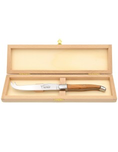 Laguiole Käsemesser, Heftbacken aus glänzendem Edelstahl, breiterer Griff aus Olivenholz 2