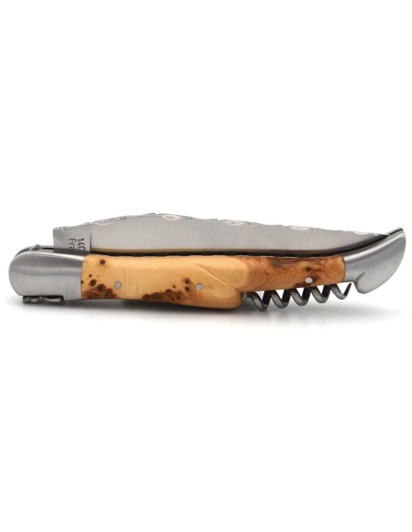 Laguiole pocket knife, top and bottom chiseling, juniper handle