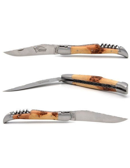 Laguiole pocket knife, top and bottom chiseling, juniper handle
