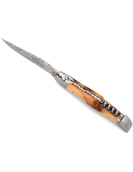 Laguiole pocket knife, top and bottom chiseling, juniper handle