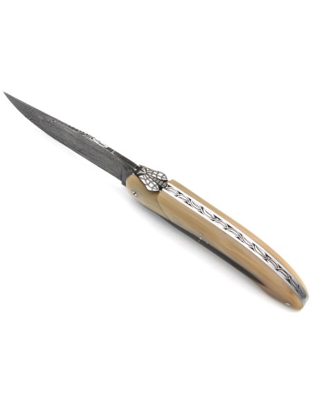 Laguiole hunting knife, 13.5 cm, pale horn tip full handle