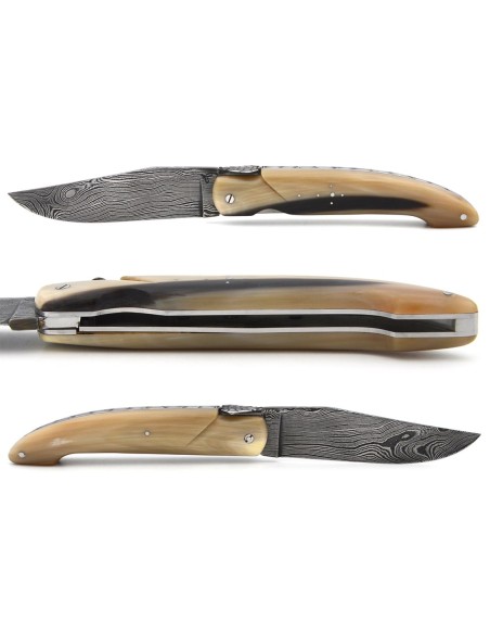 Laguiole hunting knife, 13.5 cm, pale horn tip full handle