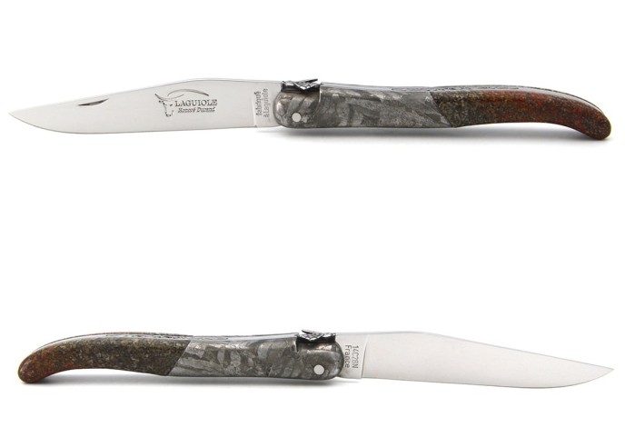 Der Dinosaurier - Laguiole-Messer aus Sauropodenknochen und Meteorit.