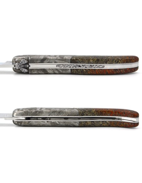 Der Dinosaurier - Laguiole-Messer aus Sauropodenknochen und Meteorit.