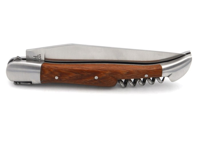 Laguiole pocket knife, blade and corkscrew, welded bee, rosewood handle