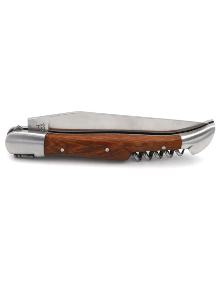 Laguiole pliant 12 cm, lame & tire-bouchon, manche en bois de rose