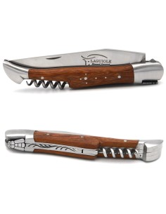 Laguiole Klappmesser, Klinge und Korkenzieher, Griff aus Rosenholz