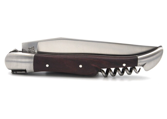 Laguiole pocket knife, 12 cm, blade and corkscrew, purplewood handle