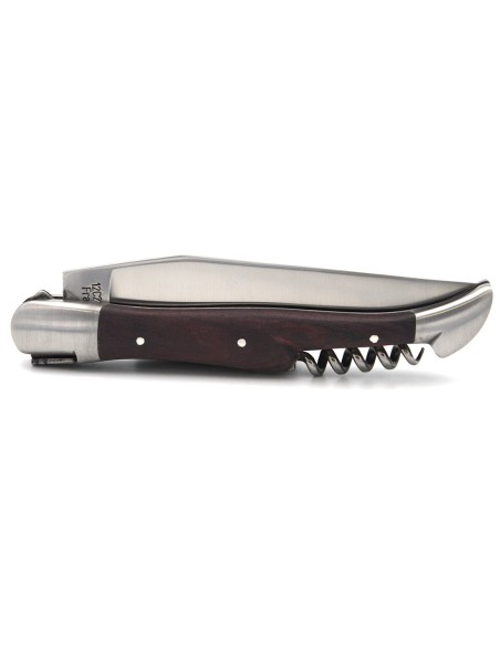 Laguiole pliant 12 cm, lame et tire-bouchon, manche en bois de violette