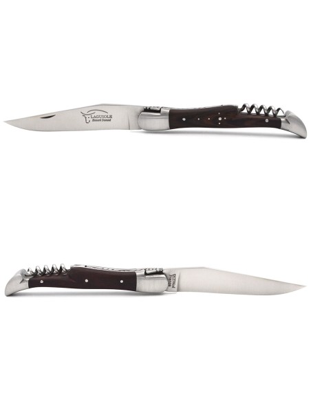 Laguiole Klappmesser, Klinge und Korkenzieher, Griff aus Veilchenholz