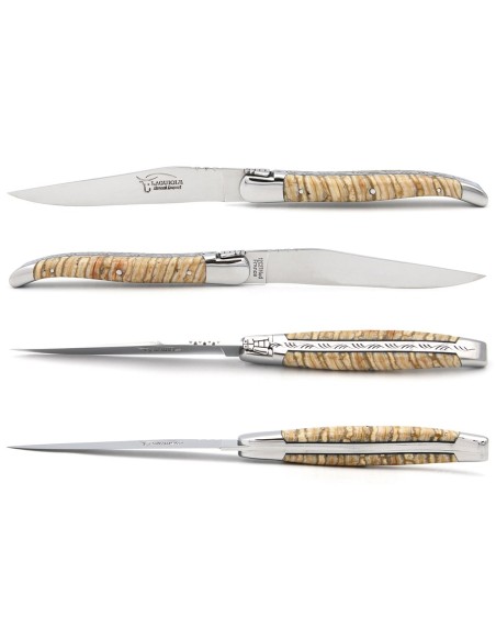 Laguiole steak knives, wide mammoth molar handles