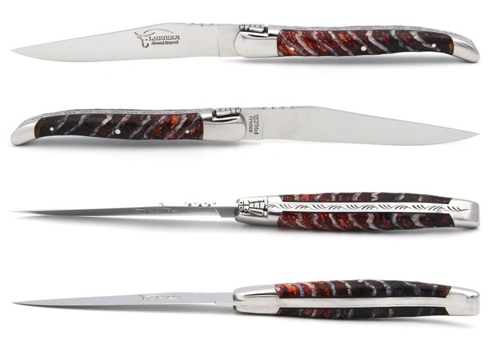Coffret de couteaux de table de Laguiole, manche en molaire de mammouth