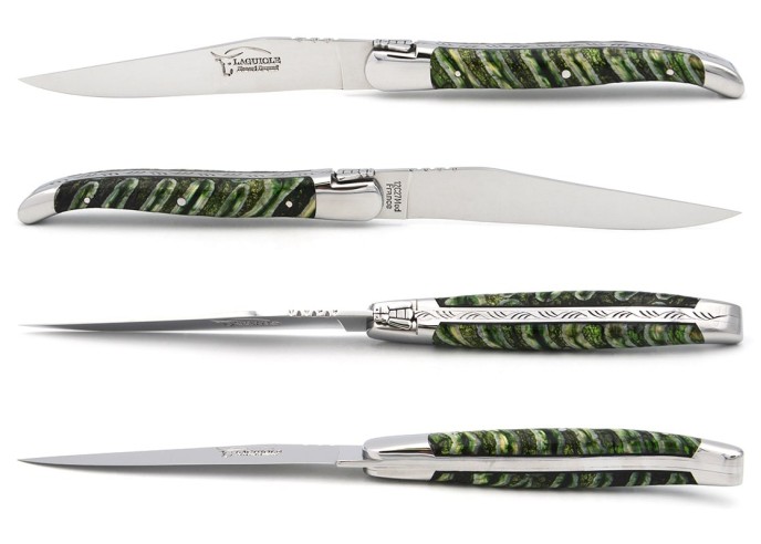 Coffret de couteaux de table de Laguiole, manche en molaire de mammouth
