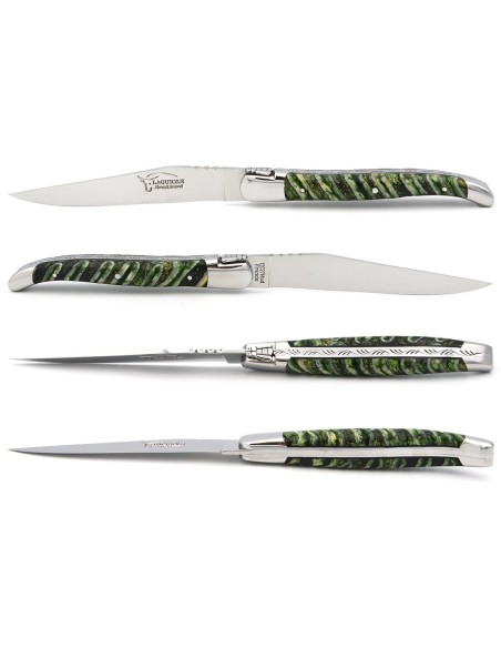 Coffret de couteaux de table de Laguiole, manche en molaire de mammouth