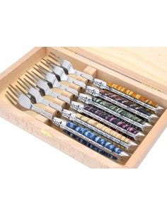 Coffret de fourchettes de table Laguiole, manche galbé en molaire de mammouth