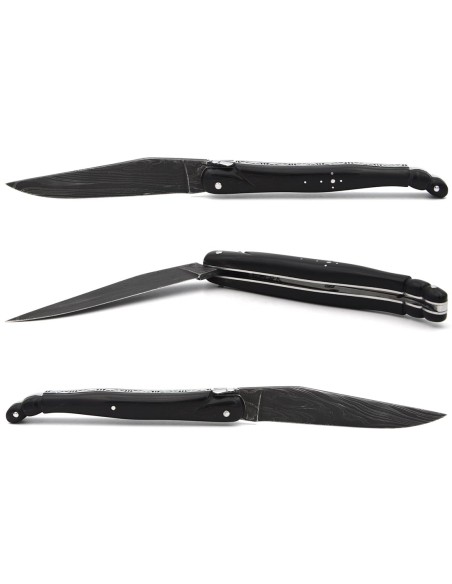 Laguiole pliant 12cm, acier Damas Sauvage, plein manche queue de scorpion