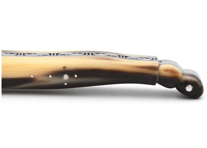 Laguiole pliant 12cm, acier Damas Sauvage, plein manche queue de scorpion